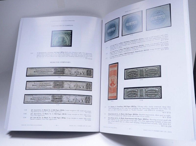 Siegel Auction Galleries United States Revenue Stamps Catalog Philatelic Issue