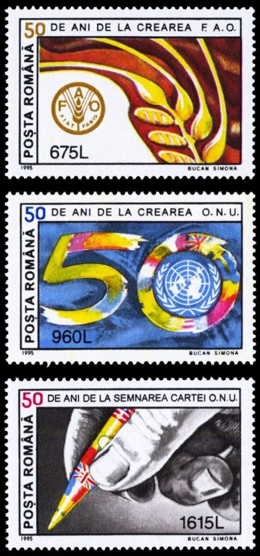 Romania 1995 Scott #3987-3989 Mint Never Hinged