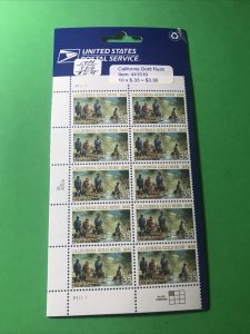 Scott #3316 $0.33 California Gold Rush Mint 1/2 Sheet Of 10 Stamps 1999(NIP)