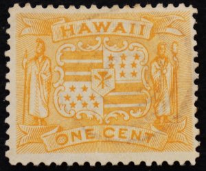 Hawaii Used Stamp #74 1c Coat of Arms. Lovely Bullseye Cancel. Choice!