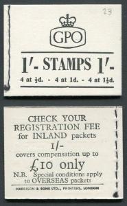 K2b 1/- Wmk St Edwards Crowns Back Cover 10 pound only. Inland letter rate 3d