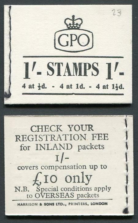 K2b 1/- Wmk St Edwards Crowns Back Cover 10 pound only. Inland letter rate 3d