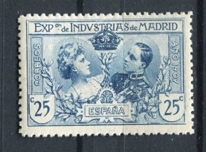 SPAIN; 1907 early Madrid Expo issue fine Mint hinged 25c. value