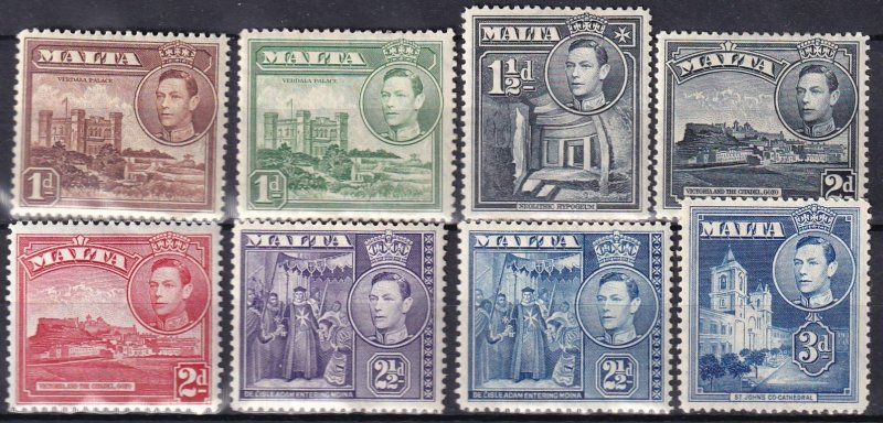 Malta #193, 193A, 194A, 195-196A, 197A  F-VF  Unused CV $12.65  (Z1657)