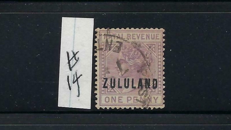 ZULULAND SCOTT #14  1891  NATAL 1P OVERPRINT- USED