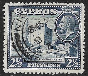 CYPRUS 1934 KGV 2 1/2pi KOLOSSI CASTLE Scott No. 130 F-VF Used