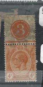 MALAYA STRAITS SETTLEMENTS (P1605B)  KGV 4C SG 223  CONTROL#3 SINGLE  VFU