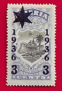 LIBERIA SCOTT#260 1936 3c STAR OVERPRINT - MH