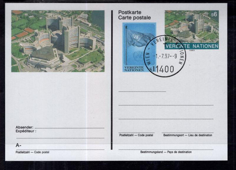 UN Vienna UX10 Postal Card U/A FDC VF