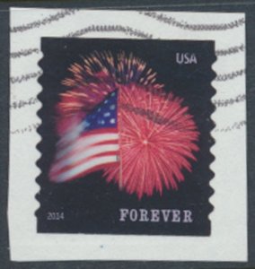 USA Sc# 4854  Used SA on piece Fireworks Flag 2014  see details  / scan
