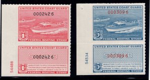 U.S. -  RVB1-2 - Plate Number Singles - EXTRA FINE - Never Hinged