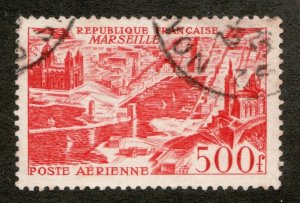 1949 France Sc #C26 - 500f Orange Airmail Stamp - Architecture - Used Cv $6