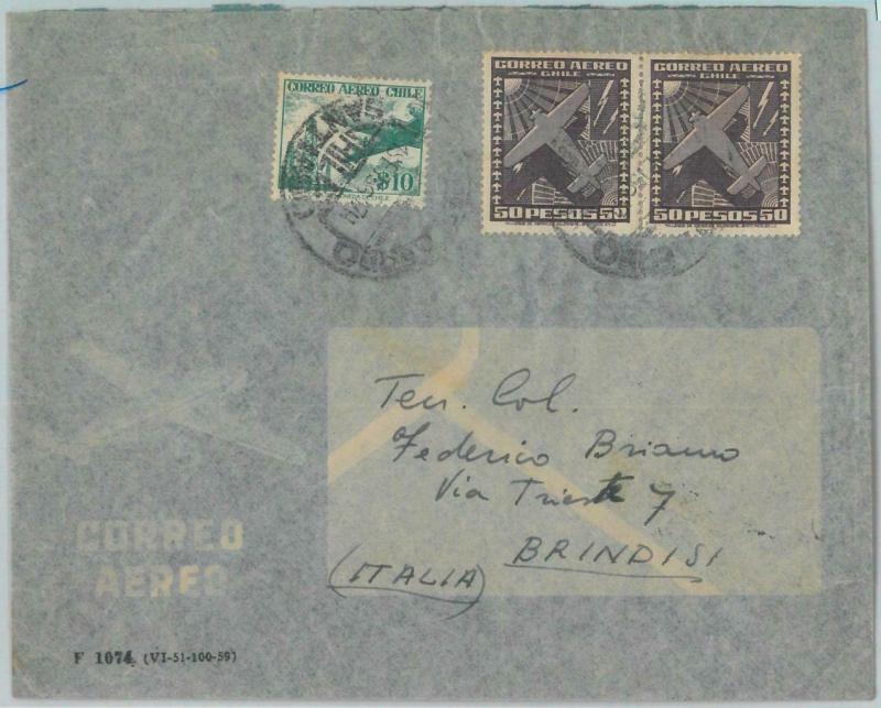 81484 - CHILE - POSTAL HISTORY -  Mixed Franking on COVER to ITALY  1956