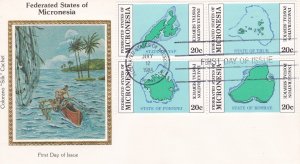 Micronesia # 4a, Maps of Different States, Colorano Silk, First Day Cover
