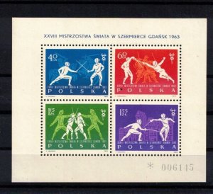 Poland Sc 1147-50 MNH S/S of 1963 -Sport Fencing Champions