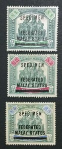 MOMEN: MALAYA FMS SG #11s-13s SPECIMEN MINT OG H/2NG LOT #191444-468