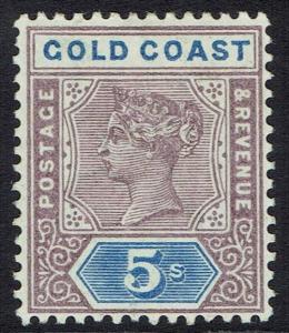 GOLD COAST 1889 QV KEY TYPE 5/- 