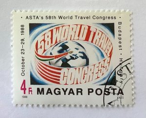 Hungary 1988 Scott 3147 CTO - 4 Ft,  5th World ASTA Congress, Budapest