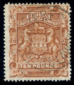 MOMEN: RHODESIA STAMPS SG #13 1892-4 USED **CERT** LOT #60055