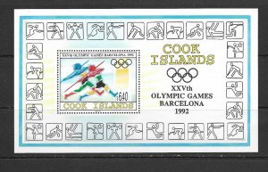 COOK ISLANDS - 1992 BARCELONA OLYMPICS SOUVENIR SHEET - SCOTT 1110 - MNH 