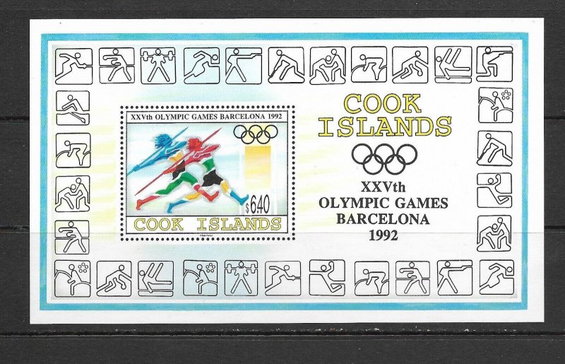 COOK ISLANDS - 1992 BARCELONA OLYMPICS SOUVENIR SHEET - SCOTT 1110 - MNH