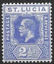 St Lucia 59 1907  2 1/2 d unused