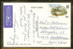 SWAZILAND  (P2909B) 10C  FISH ON PPC 1997 TO SWEDEN