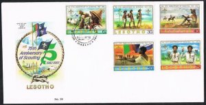 Lesotho 357-362,FDC.Michel 367-371. Scouting Year 1982.Flags,Horse,Bugle call,