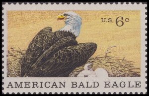 US 1387 Natural History American Bald Eagle 6c single (1 stamp) MNH 1970