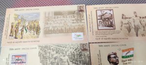 India 2022 Subhash Chandra Bose Birth Anni. 5 Diff. Cancellation Special Covers
