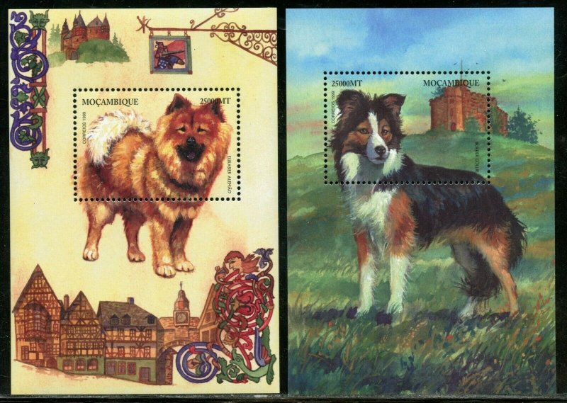 MOZAMBIQUE  DOGS SET OF TWO  SOUVENIR SHEETS  MINT NEVER HINGED