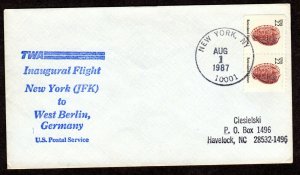 First Flight Cover  New York (JFK)  to  West Berlin Germany 1987  Lot 190138-24