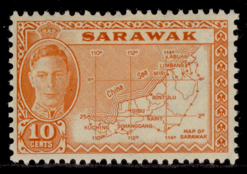 SARAWAK GVI SG186, 10c orange, M MINT.