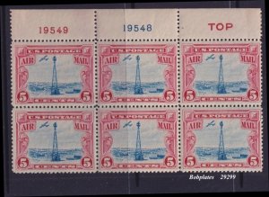 BOBPLATES #C11 Beacon Plate Block F19698 F19689 Blue Top F-VF MNH CV=$57.5