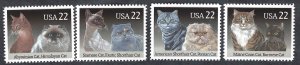 United States #2372-75 22¢ Cats (1988). Four singles. MNH