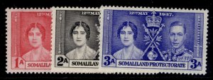 SOMALILAND PROTECTORATE GVI SG90-92, 1937 CORONATION set, M MINT.