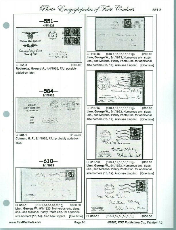 Mellone First Day Cover Photo Encyclopedia First Cachets 1920 & 1930 Volume 1