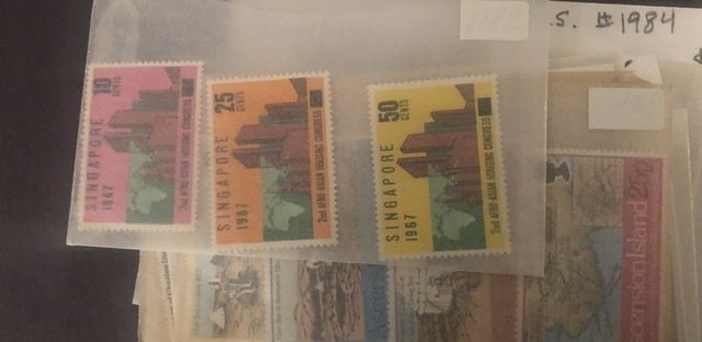 Lot of International Stamps In Glass Scenes Some Have Nice Value