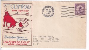 U.S.: Sc #718, 3c 10th Summer Olympics FDC 1st W.J. Stanton Cachet (F32598)