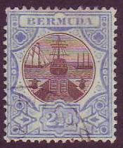 Bermuda SC# 37 Ship & Dry Dock, 2-1/2d, Lightly cancelled