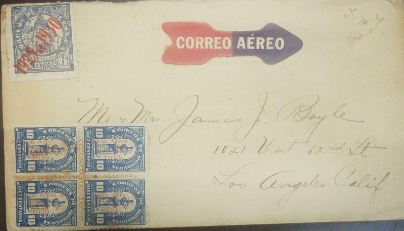 O) 1930 HONDURAS, DIONISIO DE HERRERA SURCHARGE  SERVICIO AEREO INTERNACIONAL 19