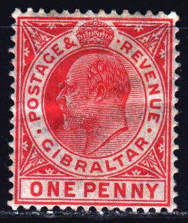 Gibraltar. 1907. 57 of the series. King Edward 7. MLH.