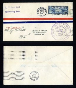 # C7 CAM # 3 First Flight cover, Oklahoma City, OK to Ft. Worth, TX - 5-12-1926