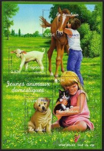 France 3205a sheet, MNH. Young animals 2006. Puppy, Kitten, Foal, Lamb.