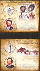 Mali 2010 Great Explorers & Lighthouses J. Cook 5 Sheets MNH 3 Scans
