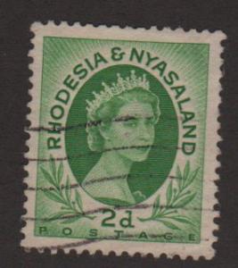 Rhodesia & Nyasaland 1954 Scott 143 used - 2p, Elizabeth II