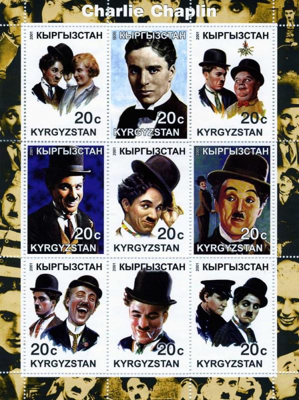 Kyrgyzstan 2001 CHARLIE CHAPLIN Sheet (9) Perforated Mint (NH)