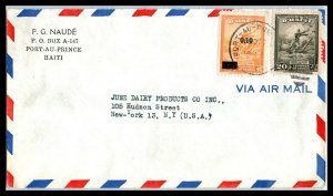 1948 HAITI Air Mail Cover-Port Au Prince to June Dairy Products, New York, NY K3 