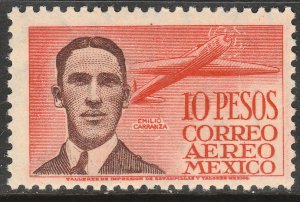 MEXICO C178, $10P, CAPT. EMILIO CARRANZA, PILOT. UNUSED, HINGED, OG. VF.