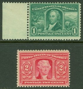 EDW1949SELL : USA 1904 Scott #323-24 Fine, Mint Never Hinged. Catalog $130.00.